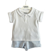 Babidu Baby Boy Pale Blue Cotton Polo and Shorts